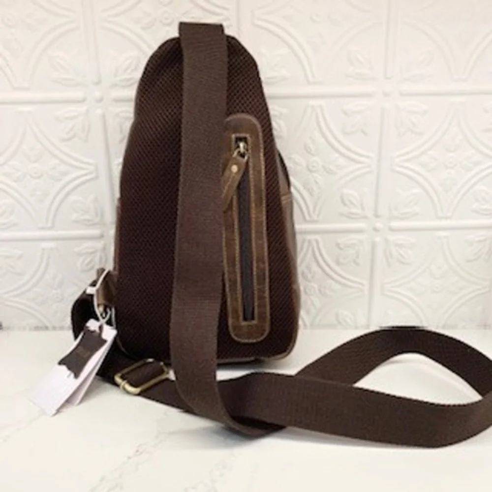 American Bison Brown Genuine Leather Sling Bag Crossbody Backpack ABBG 41-25211